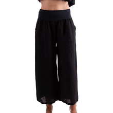 Load image into Gallery viewer, Banded Wide Leg Linen Crop Pocket Pants
