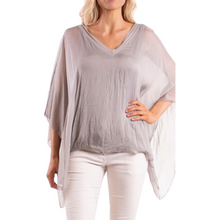 Load image into Gallery viewer, V-Neck Silk Balloon Hem Top
