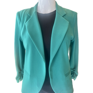 Knit Blazer with Gathered Sleeves