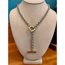 Load image into Gallery viewer, Gold and Silver Square Lariat Adjustable Necklace
