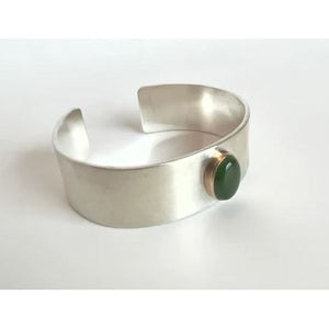 Nephrite Jade with 14K Gold & Sterling Silver Cuff