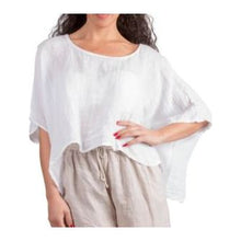 Load image into Gallery viewer, Short Sleeve Cropped Linen Round Neck Top
