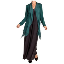Load image into Gallery viewer, Mid Length Silk Cardigan with Raw Edge Lapel
