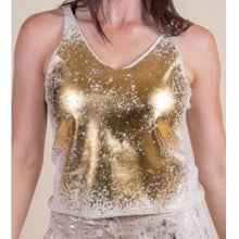 Load image into Gallery viewer, V-Neck ribbed Tank Top with Gold Detail
