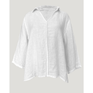 3/4 Sleeve Linen Top with Collar