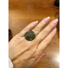 Load image into Gallery viewer, Prong Set Silver Ring with Greek Coin
