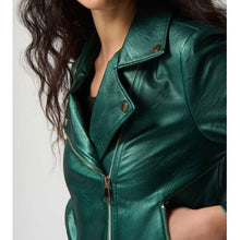 Load image into Gallery viewer, Metallic Faux Leather Biker Jacket
