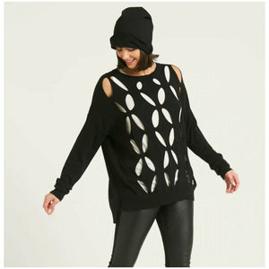 Long Body Cotton Cut Out Sweater