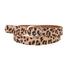 Load image into Gallery viewer, Narrow Cheetah Oval Buckle Belt
