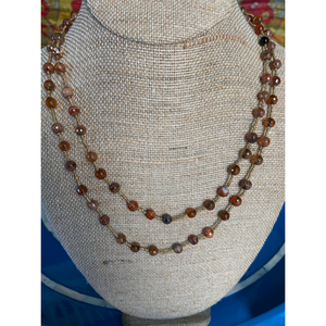 Long Poppy Jasper & Heishi Beads Necklace
