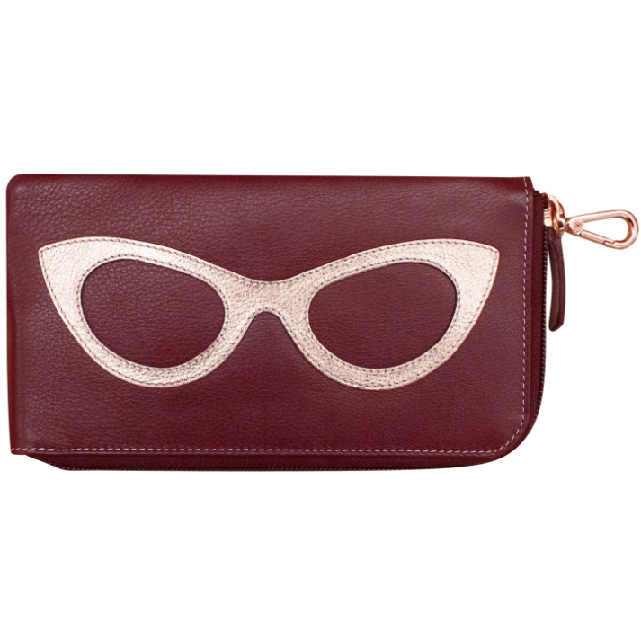 Large Leather Eye Glass Holder with Wallet