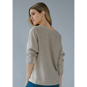Long Sleeve Cashmere Blend Two-Tone Sweater