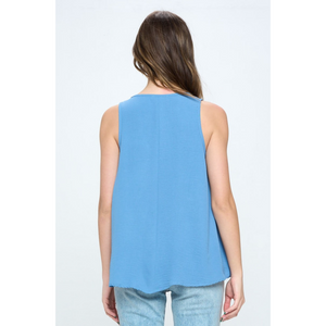 Round Neck Knit Tank w/Swing Hem