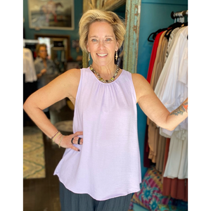 Round Neck Knit Tank w/Swing Hem