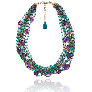 Turquoise Stranded Amethyst Colet Necklace