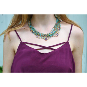 Turquoise Stranded Amethyst Colet Necklace