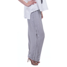 Load image into Gallery viewer, Wide Leg Linen Faux Slit Pant with Decorative Buttons
