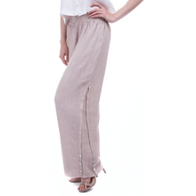 Load image into Gallery viewer, Wide Leg Linen Faux Slit Pant with Decorative Buttons
