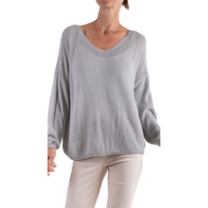 V-Neck Knit Sweater with Cuff Sleeve