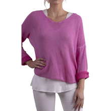 Load image into Gallery viewer, V-Neck Knit Sweater with Cuff Sleeve

