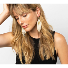 Load image into Gallery viewer, Luxe Stripe Fringe Earrings 4.25&quot;
