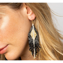 Load image into Gallery viewer, Luxe Stripe Fringe Earrings 4.25&quot;
