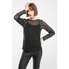 Load image into Gallery viewer, Long Knit Mesh Crew Neck Top
