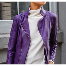 Load image into Gallery viewer, Faux Leather Double-Zippered Knit Jacket
