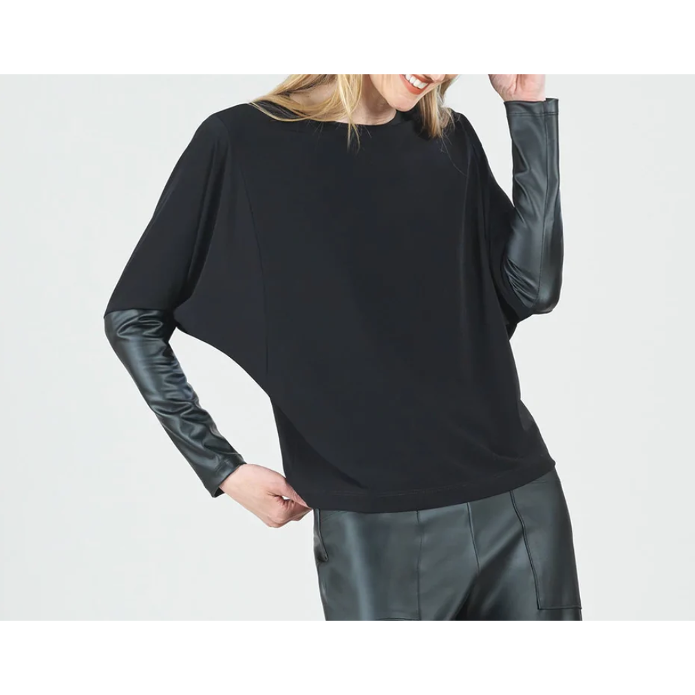 Dolman Sleeve with Faux Leather Arms Top