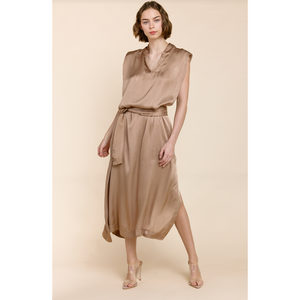 Satin Caftan Dress with Optional Sash