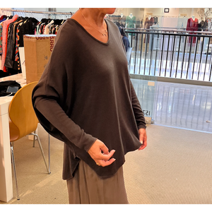 V-Neck Dolman Slim Arm Knit Sweater