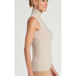 Sleeveless Cashmere Turtleneck Sweater