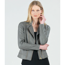 Load image into Gallery viewer, Faux Leather Double-Zippered Knit Jacket
