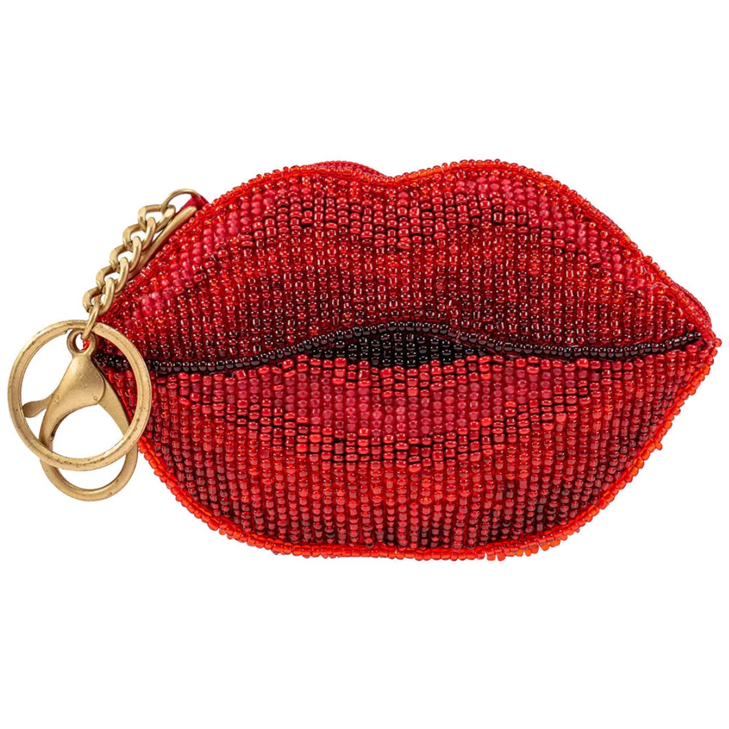 Beaded Pucker Up Key Ring Clutch