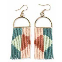 Load image into Gallery viewer, Circle Hook Beaded Fringe Earrings 3.25&quot;
