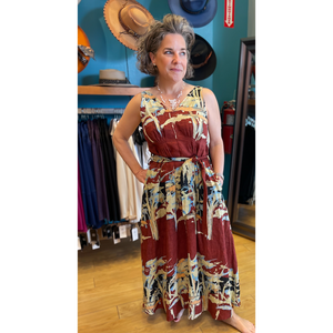 Linen V-Neck Sleeveless Dress with Pockets