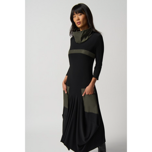 Cowl Neck Cocoon Dress with Pockets