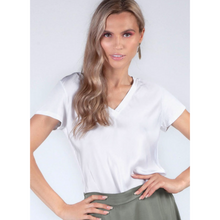 Load image into Gallery viewer, Satin V-Neck Short Sleeve Blouse
