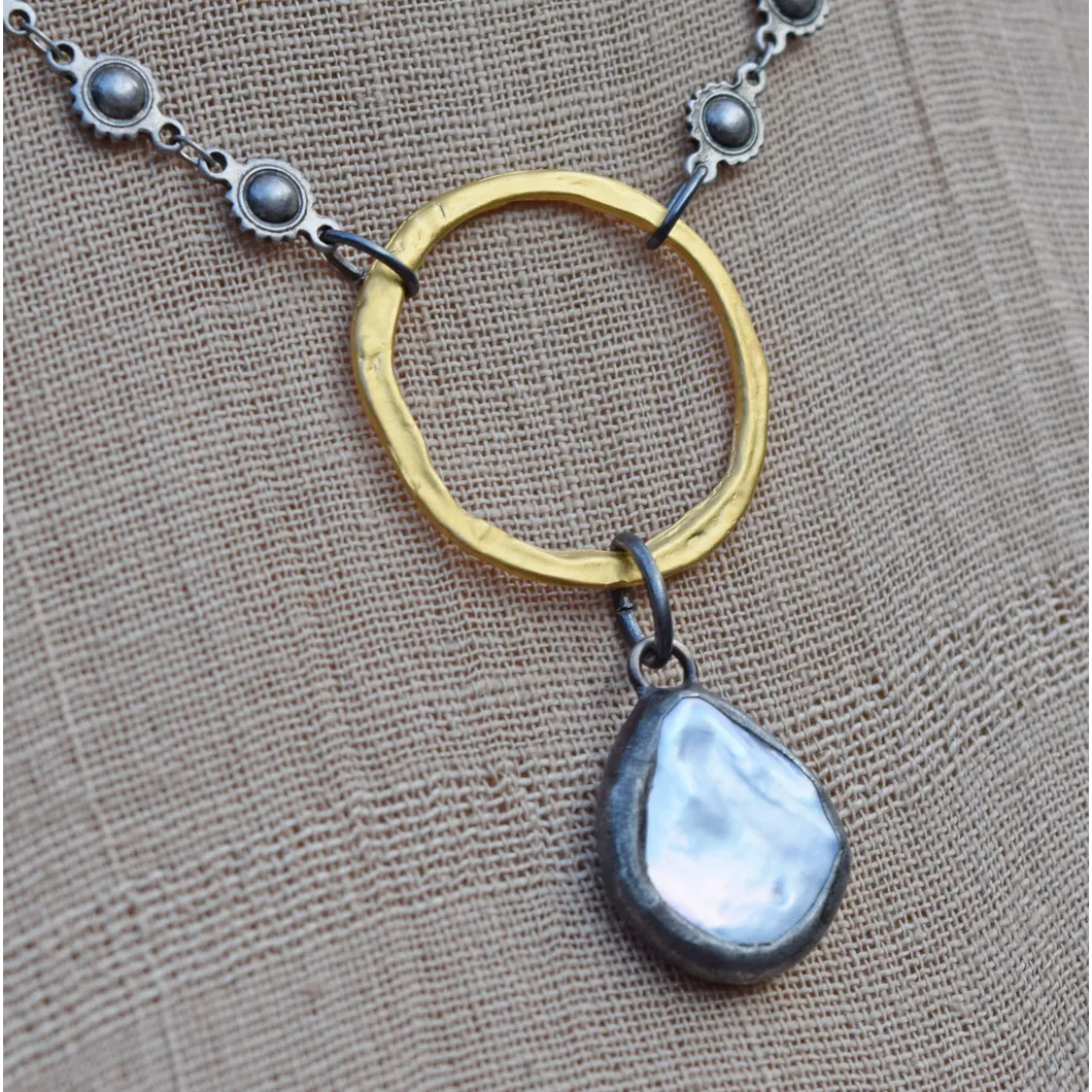 Freshwater Pearl & Gold Vermeil Ring Necklace