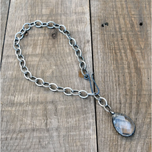 Load image into Gallery viewer, Short Pewter &amp; Clear Crystal Necklace

