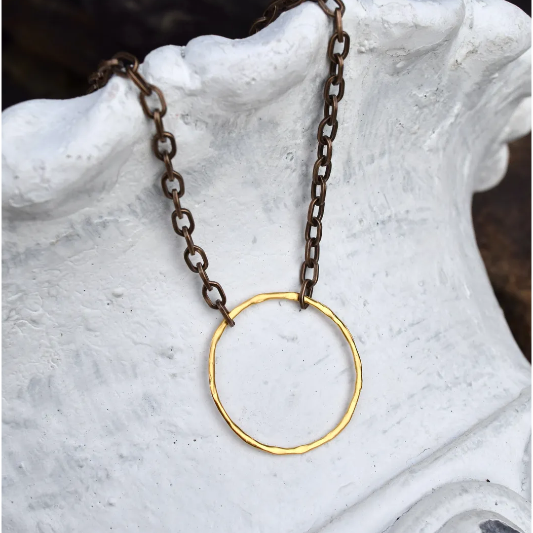 Short Gold & Bronze Hoop Necklace