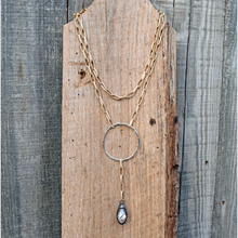 Load image into Gallery viewer, Gold &amp; Silver Long Crystal Drop Necklace
