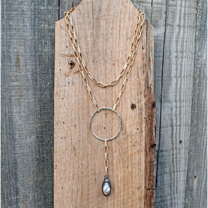 Gold & Silver Long Crystal Drop Necklace